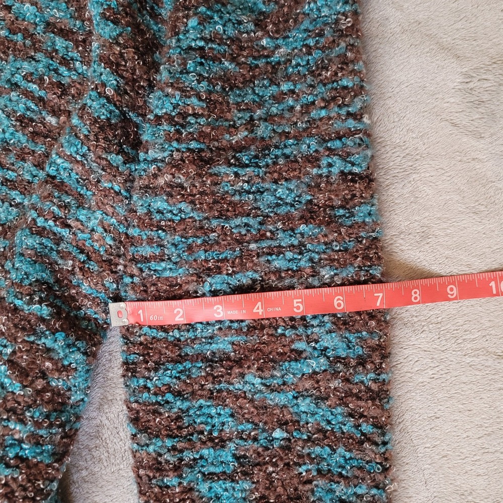 Vintage Y2K tie front sweater blazer brown & blue mottled textured knit fabric - Picture 13 of 16
